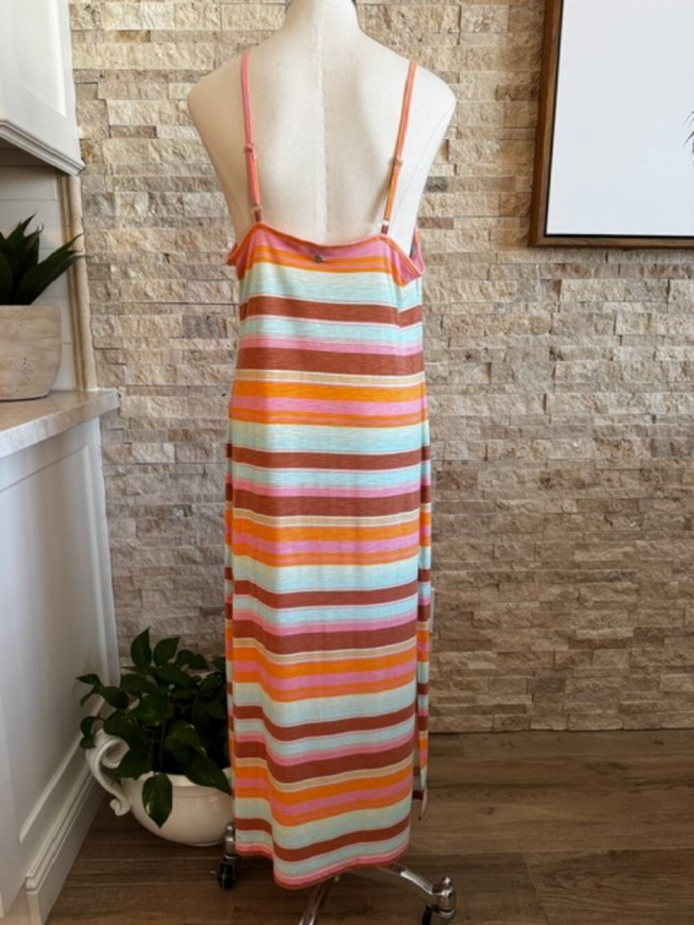 Roxy Striped Midi Dress XL NWOT - Picture 2 of 5